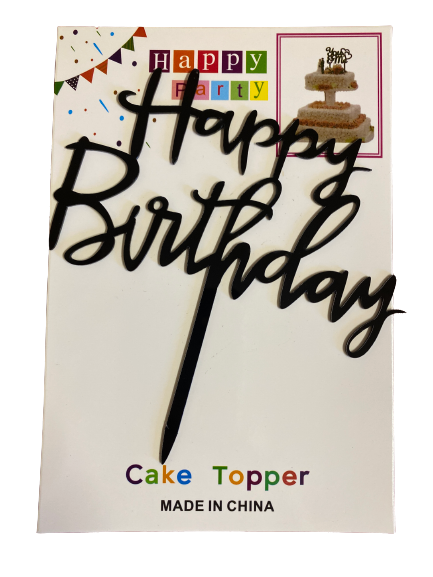 Nr314 Acrylic Cake Topper Happy Birthday Black