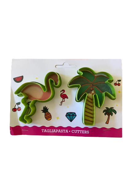 2  Piece Plastic  Flamingo Palm Tree Cookie Cutter Set