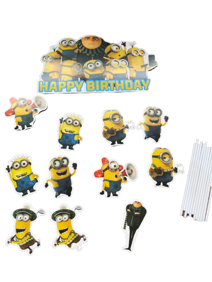 Minion Rainbow Cake with Edible Image on fondant Toppers – BakeAvenue