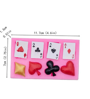 Poker cards silicone mould, for fondant, size of card 2x3cm casino