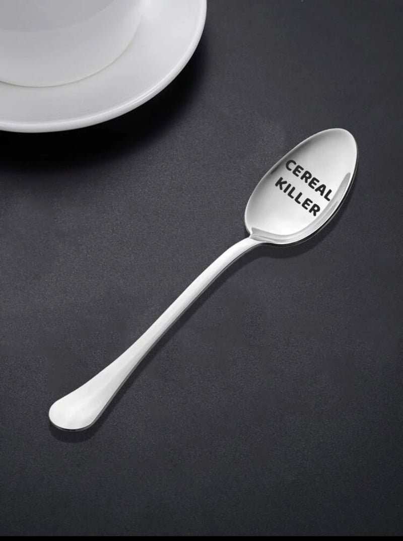LYF Collection Cereal Killer Spoon - 8 Inch Stainless Steel Long Handle Dessert Spoon