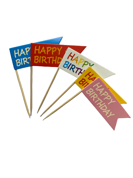 Happy birthday flag cardboard cake topper