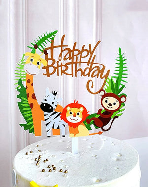 Wild Animals Birthday Cardboard Cake Topper
