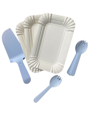 Party Paper Plate, Cake lifter and Forks Blue