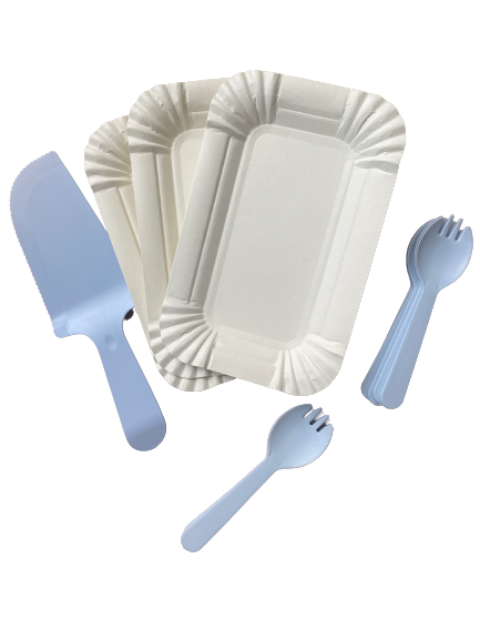 Party Paper Plate, Cake lifter and Forks Blue
