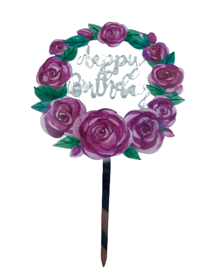 Nr351 Acrylic Cake Topper Happy Birthday Silver
