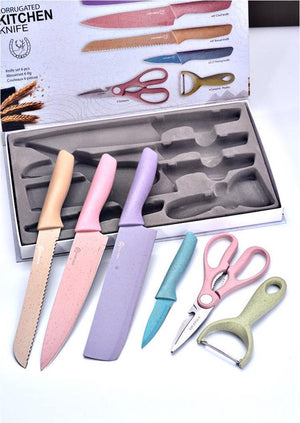 Pastel ceramic knife set