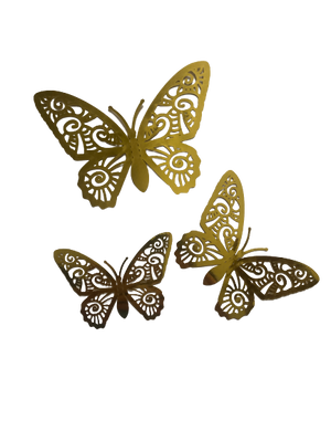 HD007 Wall Sticker Decorating  Butterfly Gold  12pc