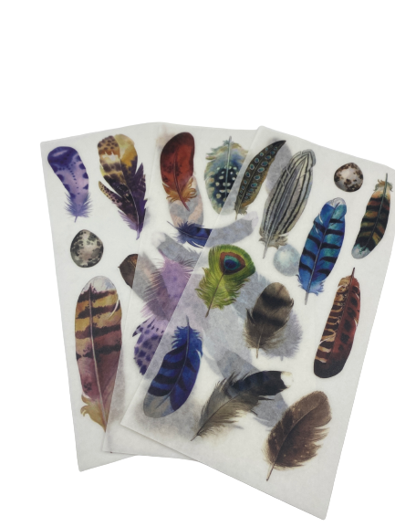 A Resin Art Feathers Stickers 3Sheets