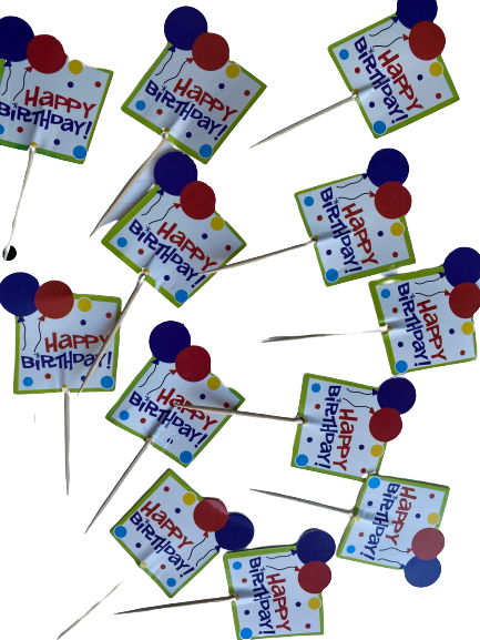 Happy Birthday cupcake Toppers toothpicks
