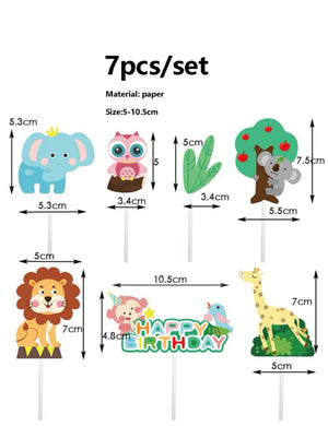 Cardboard Cake Topper Wild Animal Jungle