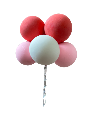 Cake Topper Polystyrene Faux Balls Red,Pink and White 2.5cm