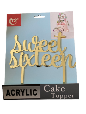 Nr15 Acrylic Cake Topper Sweet 16 Gold