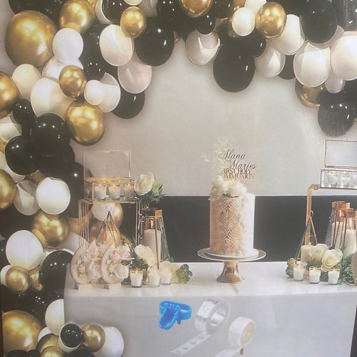 Balloon Arch Garland Black, White And Gold 100pcs
