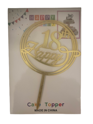 Nr324 Acrylic Cake Topper Small 18th Gold