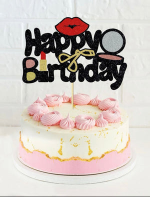 Cardboard Cake Topper Girly Make up