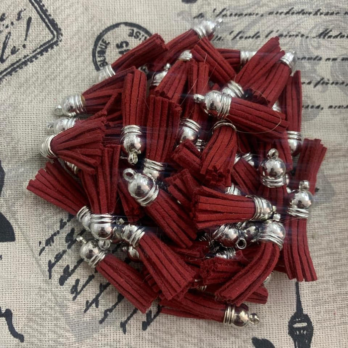 Keyring tassel,  Maroon 2.5cm (10 in a pack)