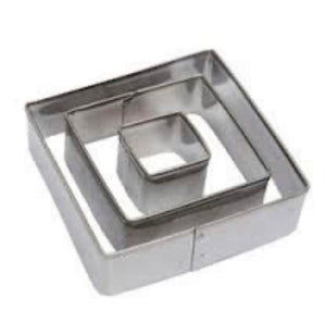 Metal square Cutter cookie or fondant, 3 piece set