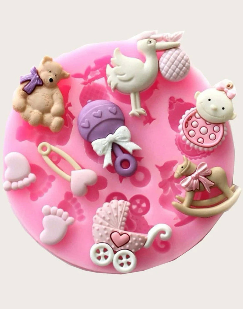 BABY SHOWER GENDER REVEAL SILICONE CAKE POP MOULD CHOCOLATE SWEET JELLY  SOAP