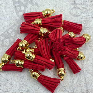 Keyring tassel,  Red 2.5cm (10 in a pack)