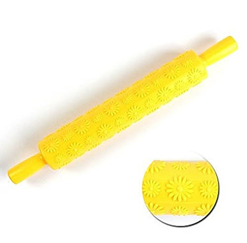 Daisy embossed Fondant rolling pin 25cm without handles