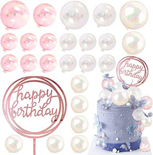 Cake Topper Sphere Transparent  Pink 10pcs 3cm