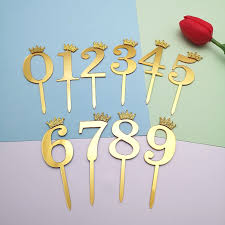 Nr33 Acrylic Cake Topper Number 5 Gold