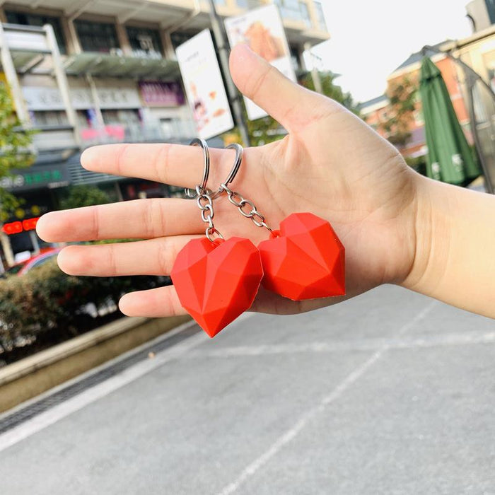 Geometric heart valentine keyring