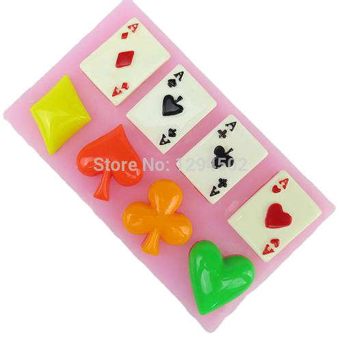 Poker cards silicone mould, for fondant, size of card 2x3cm casino