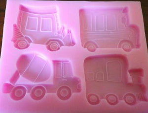 Bus, train, cement mixer fondant construction silicone mould