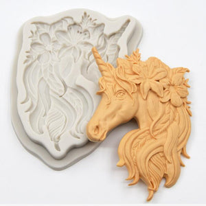 Unicorn head silicone mould, 9.5x12cm