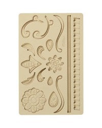 Scroll border and flower sugar paste silicone mould