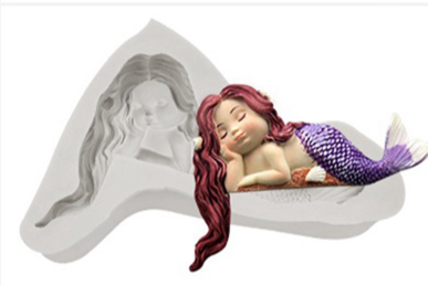 Cute mermaid silicone, size of mermaid 12.5x4.5cm I