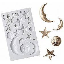 Moon and Stars sugar paste silicone mould