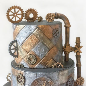 Steampunk Pipes Fondant silicone mould, size of mould 6.2x8.5cm