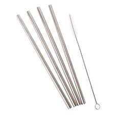 Metal straw, 4 per pack with cleaning brush