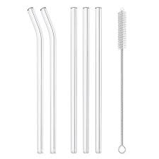 Glass straws, 4 pc with cleaning brush