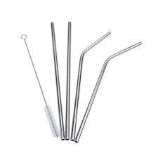 Metal straw, 6 per pack with cleaning brush