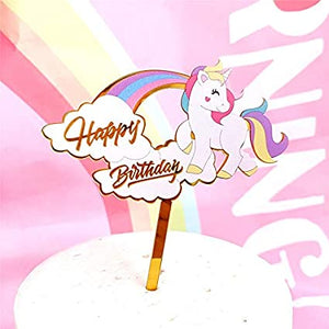 Nr283 Acrylic Cake Topper Happy Birthday Small Unicorn