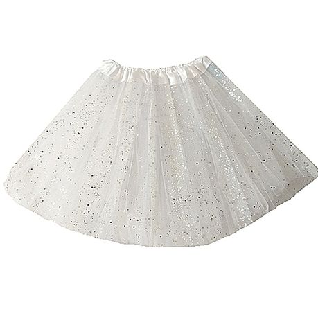 60cm Adult Lady Tutu Skirt White With Glitter